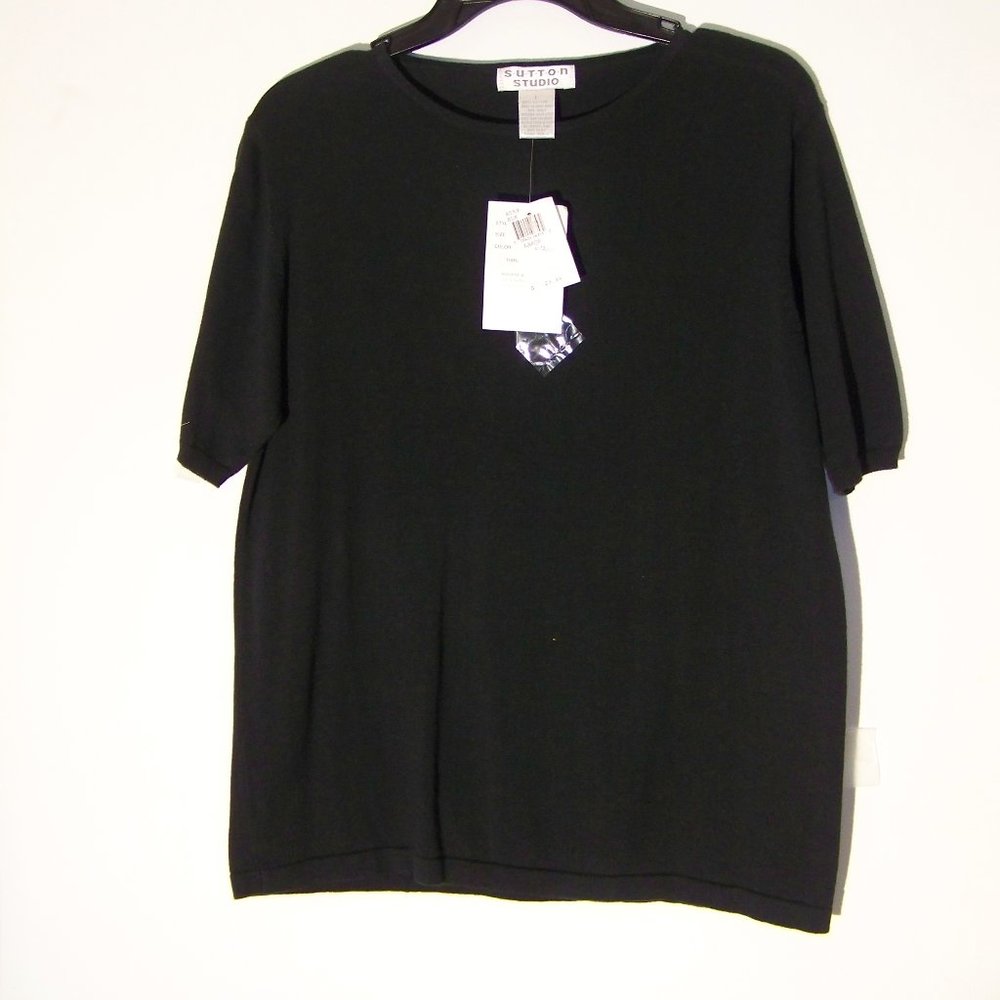 NWTS Sutton Studio Black Cotton Sweater Size Large